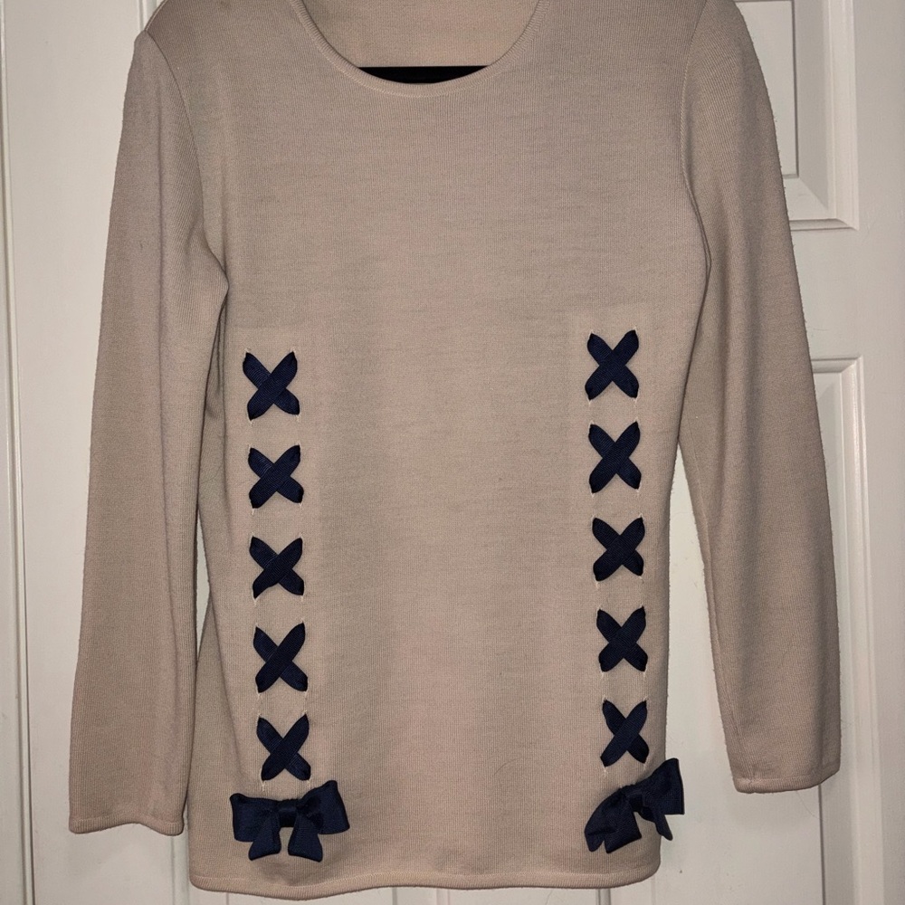 Valentino Studio Cream Ribbon/Bow Vintage Sweater - RARE